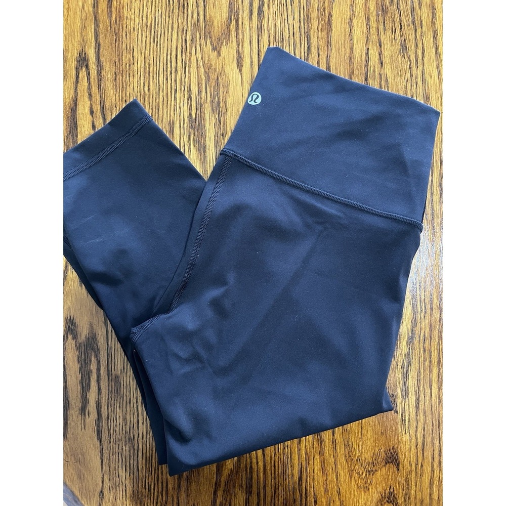 Lululemon Leggings‎ Women Black High Waist Cropped Athletic 25" Yoga Size 8